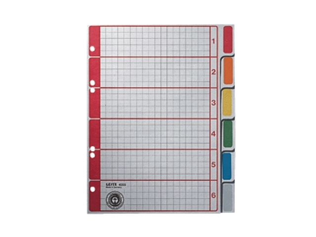 tabbladen leitz 4350 a4 4r karton 6dlg grijs
