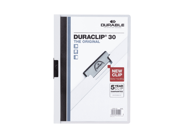 Klemmap durable 2200 a4 pl/tr 3mm wit