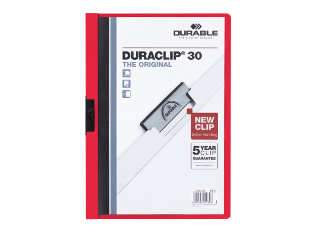 klemmap durable 2200 a4 pl/tr 3mm rood