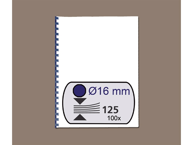 Bindrug 21-ring blauw100st16mm