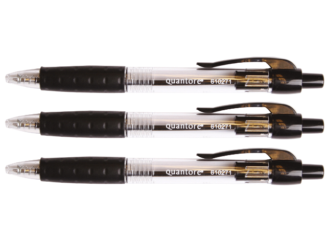 Balpen Quantore Grip drukknop zwart medium