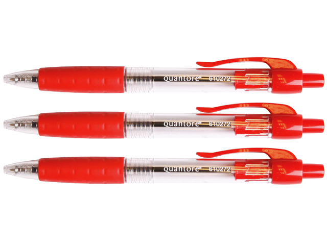 Balpen Quantore Grip drukknop rood medium