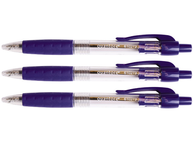 Balpen Quantore Grip drukknop blauw medium