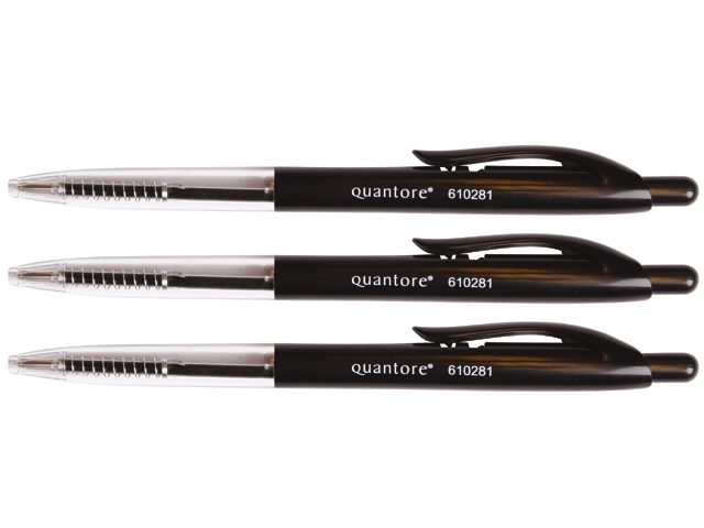 Balpen Quantore drukknop zwart medium