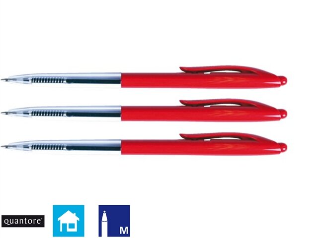 Balpen Quantore drukknop rood medium