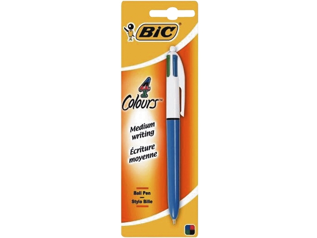 Balpen bic 4kleuren medium blister