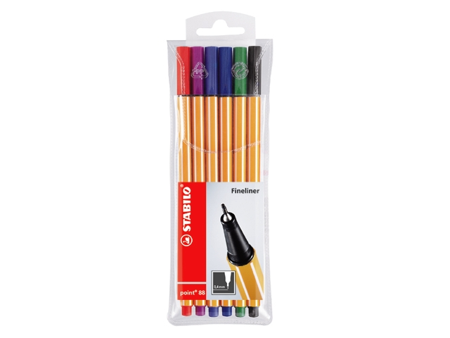 Fineliner stabilo point 88 6st ass