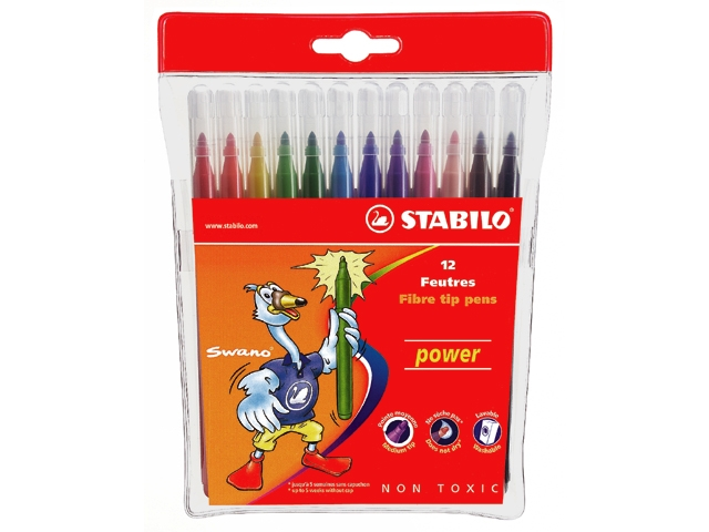 viltstift stabilo power 12st ass