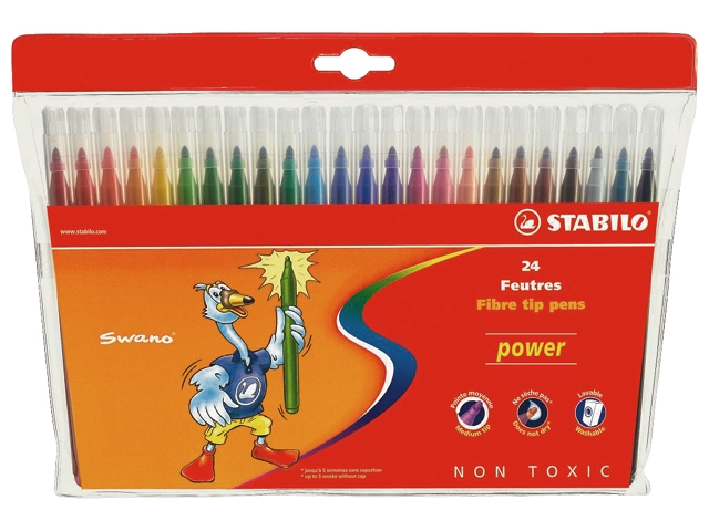 Viltstift stabilo power 24st ass
