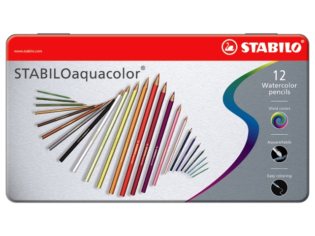 kleurpotloden stabilo aquacolor 12st metalen