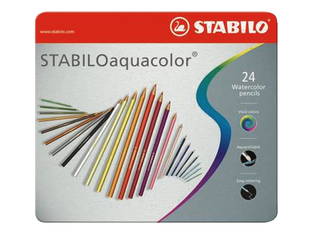 kleurpotloden stabilo aquacolor 24st metalen