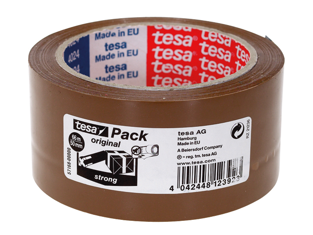verpakkingstape tesa 57168 pp 50mmx66m ln bru