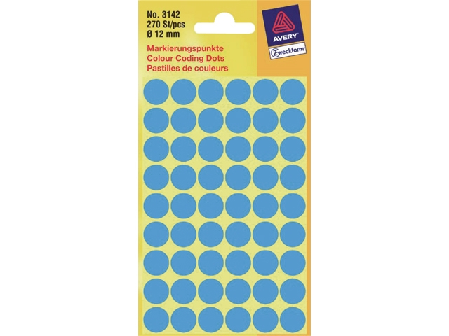 etiket avery zweck 3142 12mm 270st blauw