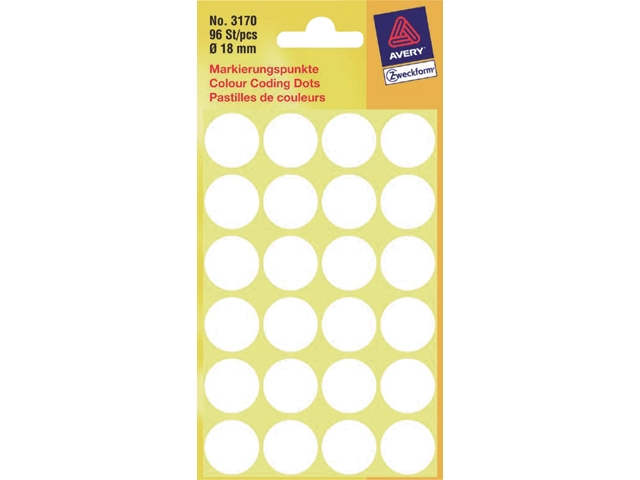 etiket avery zweck 3170 18mm 96st