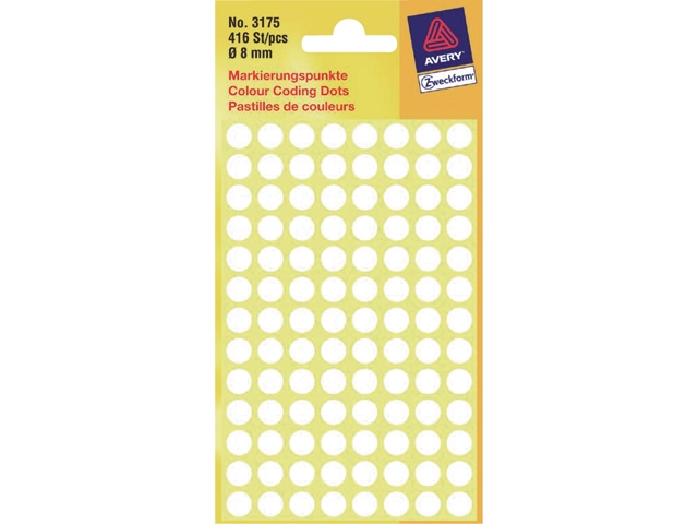 etiket avery zweck 3175 rond 8mm 416st