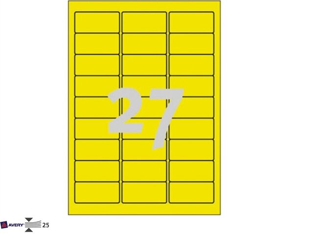 etiket avery neon 63.5x29.6mm 675st