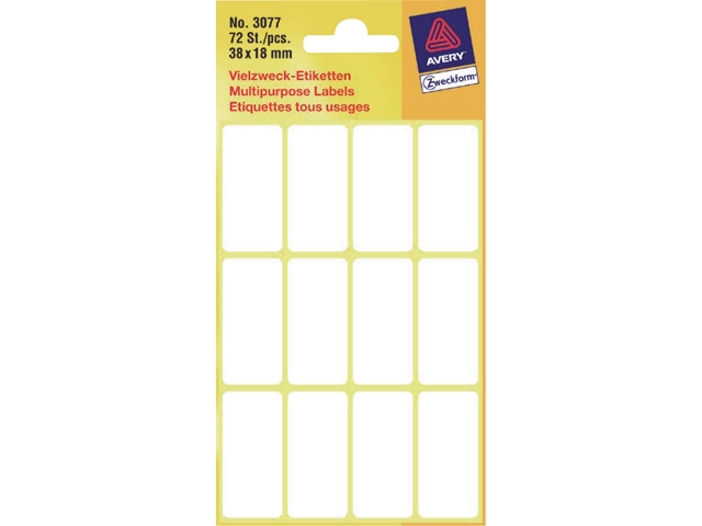 etiket avery zweck 3077 38x18mm 72st