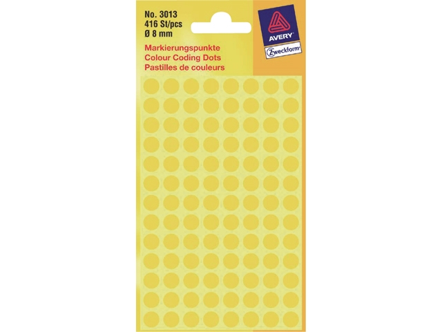 etiket avery zweck 3013 8mm rond 416st geel