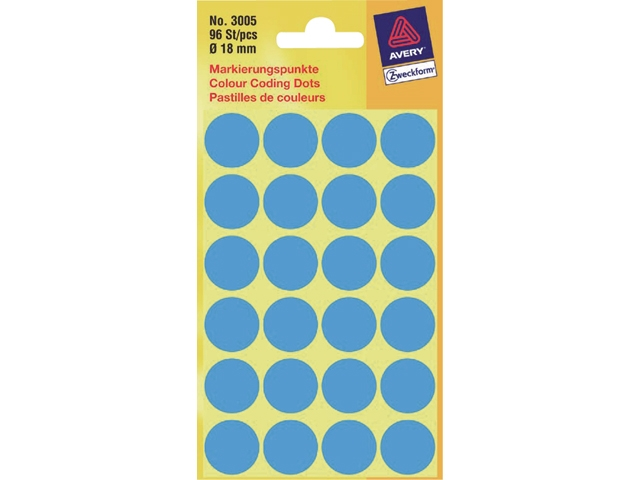 Avery etiket 3005 rond blauw   (96)