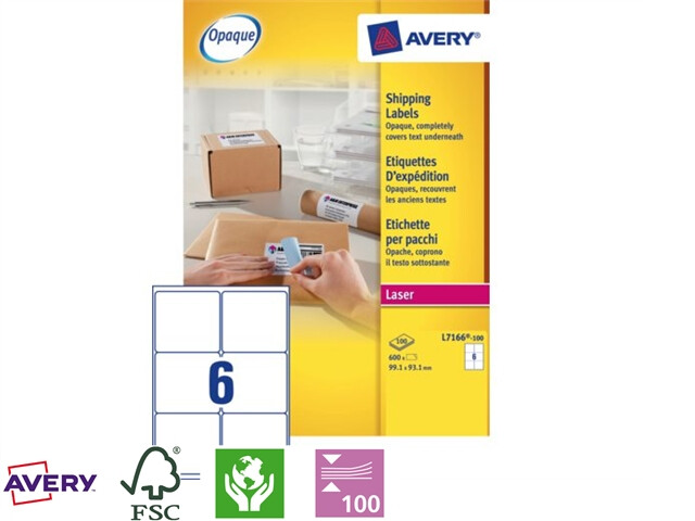 Avery etiket laser 99.1x93.1mm(600)