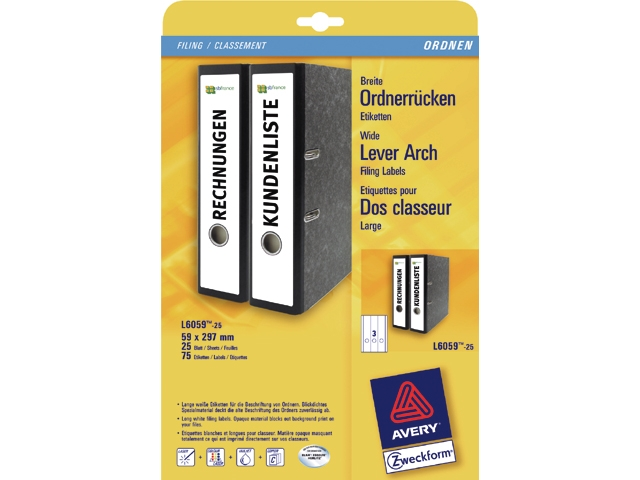 rugetiket avery l/i/k l6059 297x59mm wit