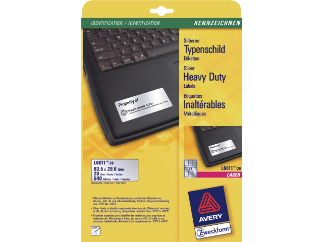 etiket avery laser l6011 63.5x29.6mm poly 540