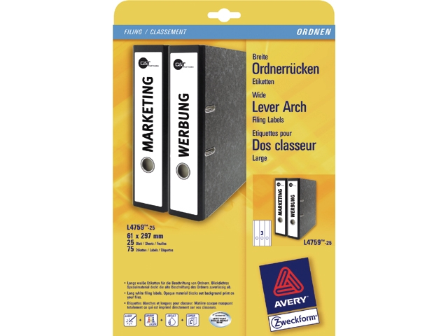 rugetiket avery l/i/k l4759 297x61mm + gat wi