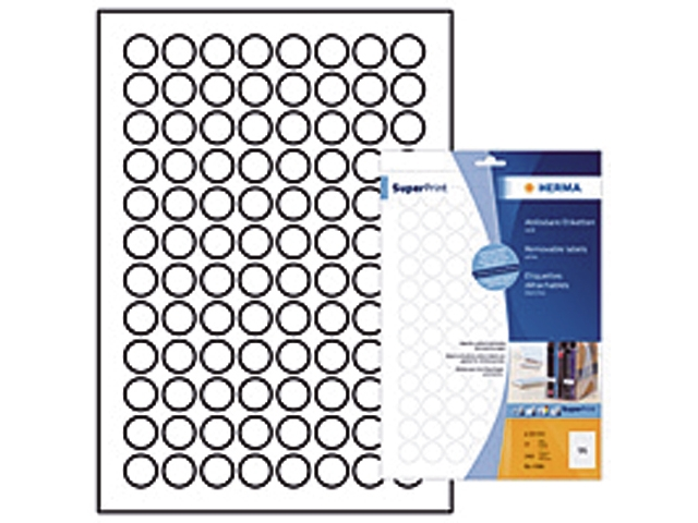 etiket herma superprint 4386 rond 20mm wit