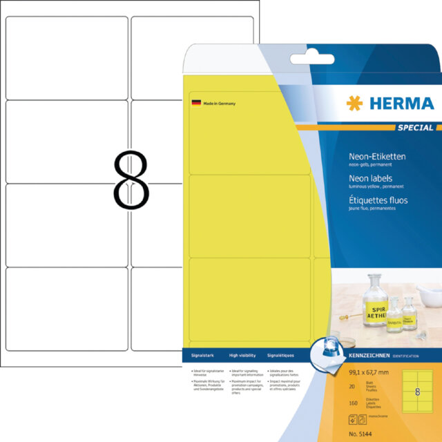 Etiket herma 99.1x67.7mm neongeel