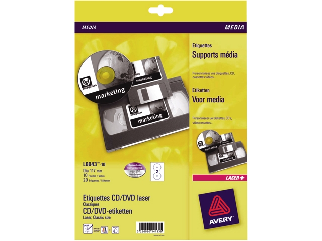 etiket avery laser l6043 cd dvd 117mm 200st