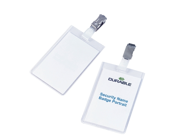 badge durable 8002 met clip 90x60mm