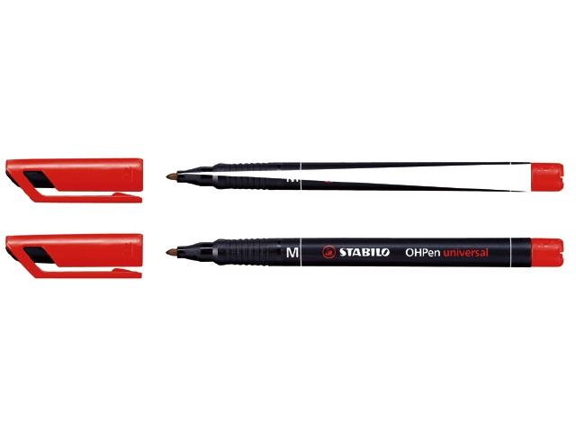 viltstift stabilo ohp m843 perm rond 1mm rood