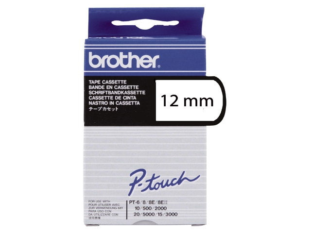 lettertape brother p-touch tc201 12mm wit/zwa