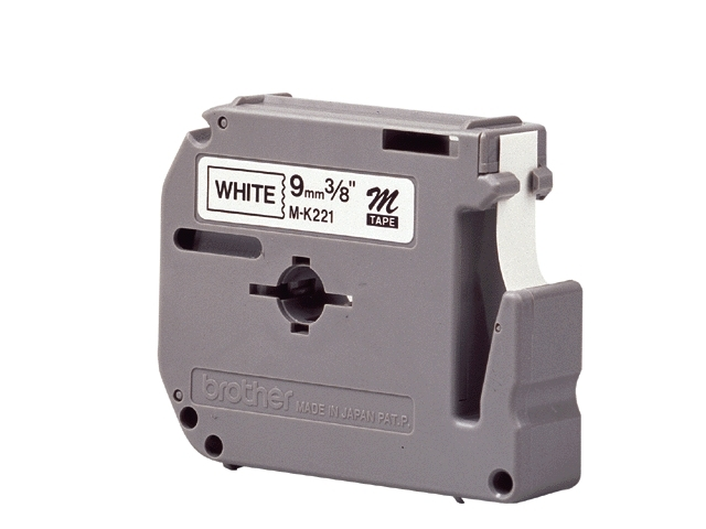 lettertape brother p-touch mk221 9mm zwart/wi