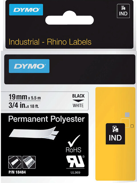 Labeltape Dymo Rhino industrieel polyester