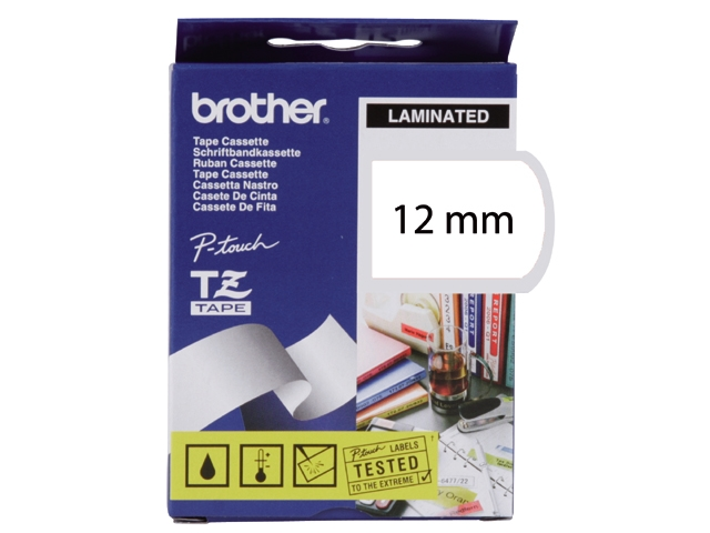 Lettertape p-touch tz131 12mm zw/tr