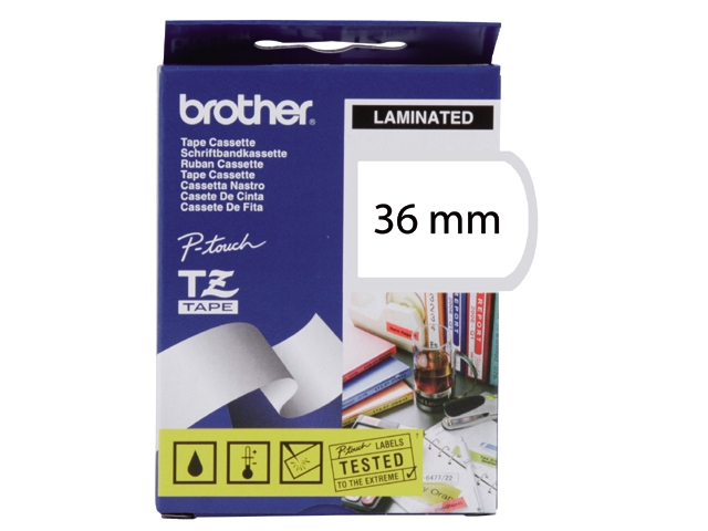 Brother lettertape tz261 36mm wit/zwart