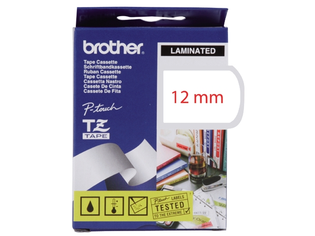 Lettertape tz232 12mm      wit/rood