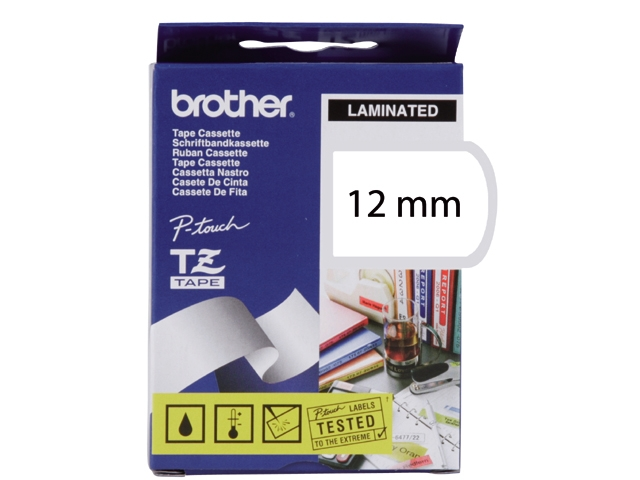 lettertape brother p-touch tz233 12mm wit/bla