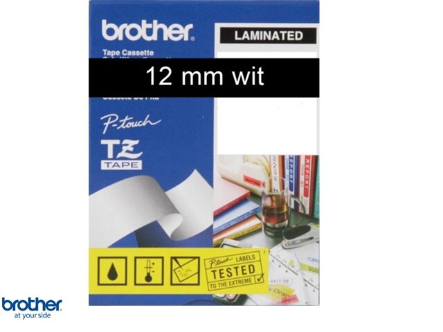 Lettertape tz335 12mm wit op zwart