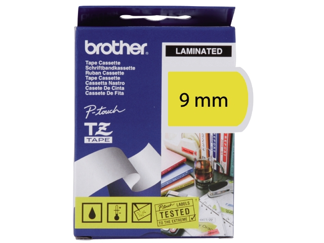 Lettertape geel + opdruk zwart