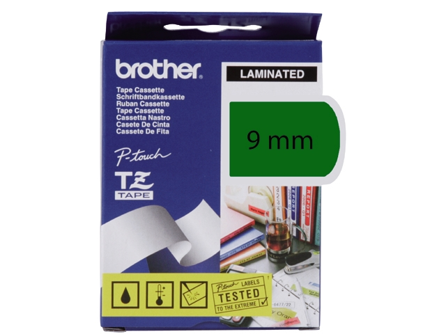 lettertape brother p-touch tz721 9mm groen/zw