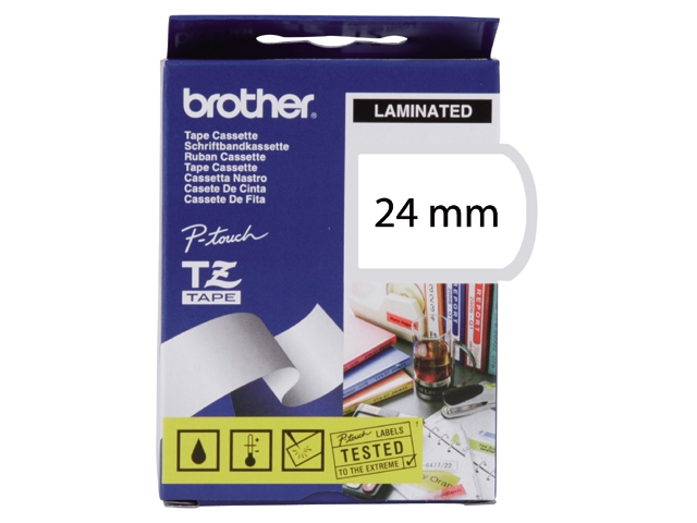 Brother lettertape tz251 24mm wit/zwa