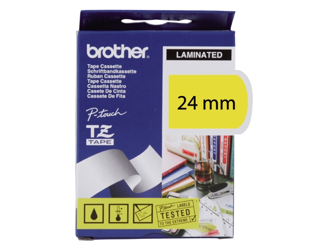 Lettertape tz651 24mm zwart op geel