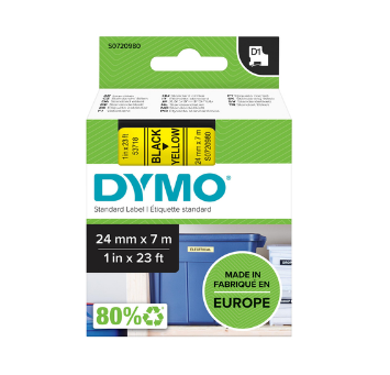 Dymo D1 lettertape 24mm zwart op geel