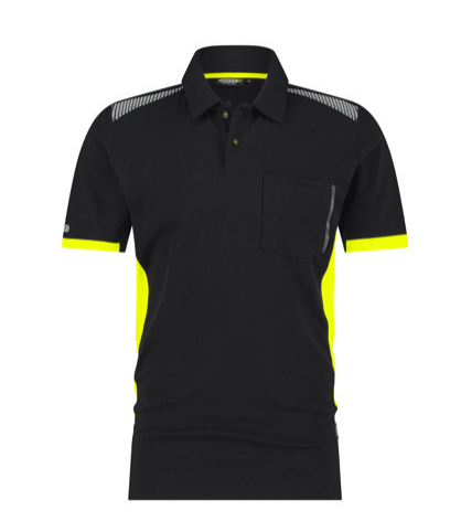 Dassy Veracruz polo zwart/fluogeel XS